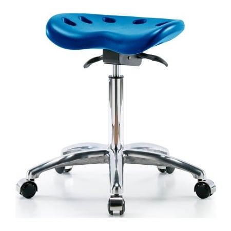 E Com Interion Polyurethane Tractor Stool W/ Seat Tilt - Blue w/ Chrome Base PTMBSO-CR-NF-CC-BLU